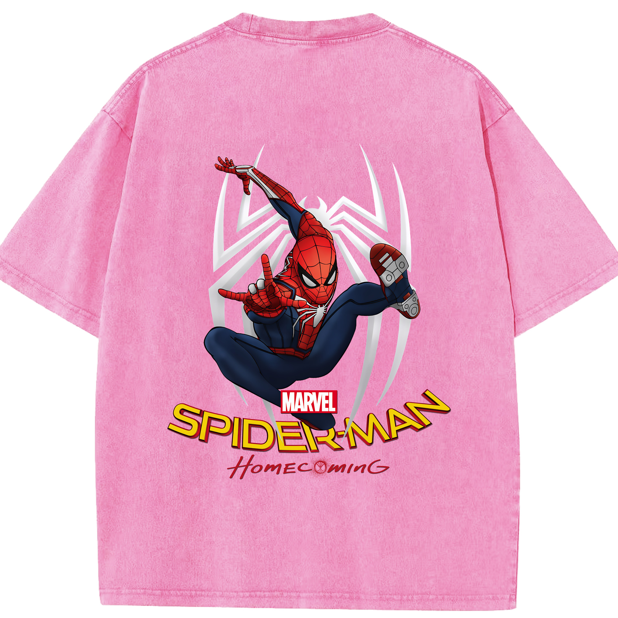 （画像用） Spider Man スパイダーマン 綿100% ヴィンテージ風 半袖Tシャツ（背面プリント）